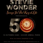 Stevie Wonder en concert à Paris le 15 octobre 2026 pour célébrer les 50 ans de Songs in the Key of Life, son album mythique.